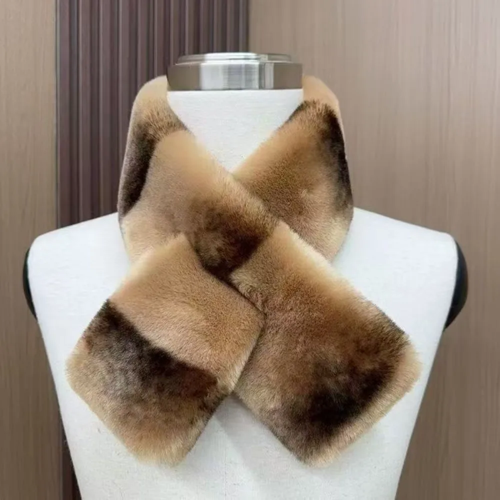 Double Sided Stole Thick Cross Scarf Soft Thermal Faux Fur Collar Washable Cosy Fluffy Muffler Night Out