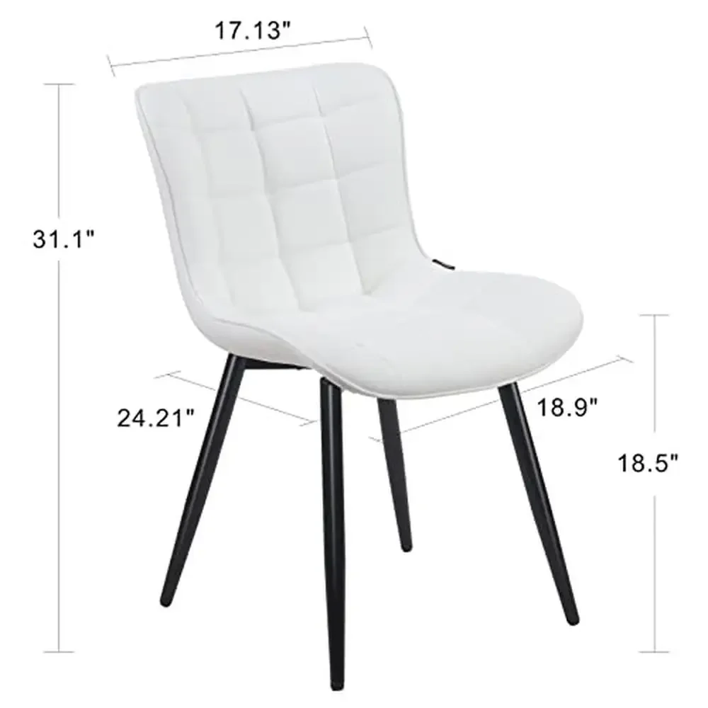 Modern Armless PU Leather Dining Chairs Set of 2 with Metal Legs Waterproof Easy to Clean Ideal Room Chairs Kitchen Dining Area