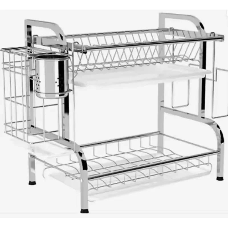 Perfect Metal Two Layer Storage Rack Rust Proof Polished Stainless Steel Kitchen Cutlery Rack