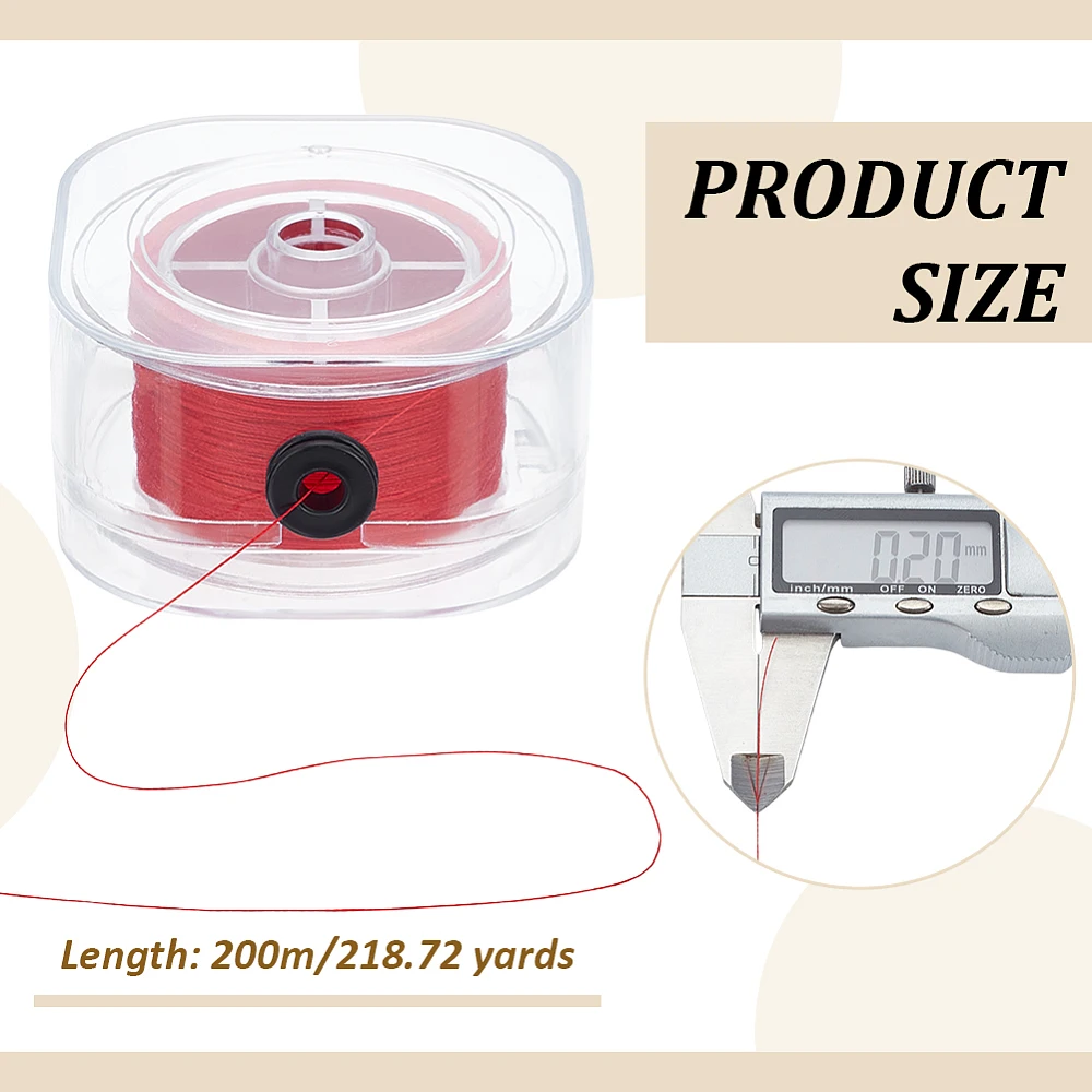 0.2mm Beading 218yards Waxed Cotton String for Seed Beads Sewing Non-Elastic Thread Cord with Case