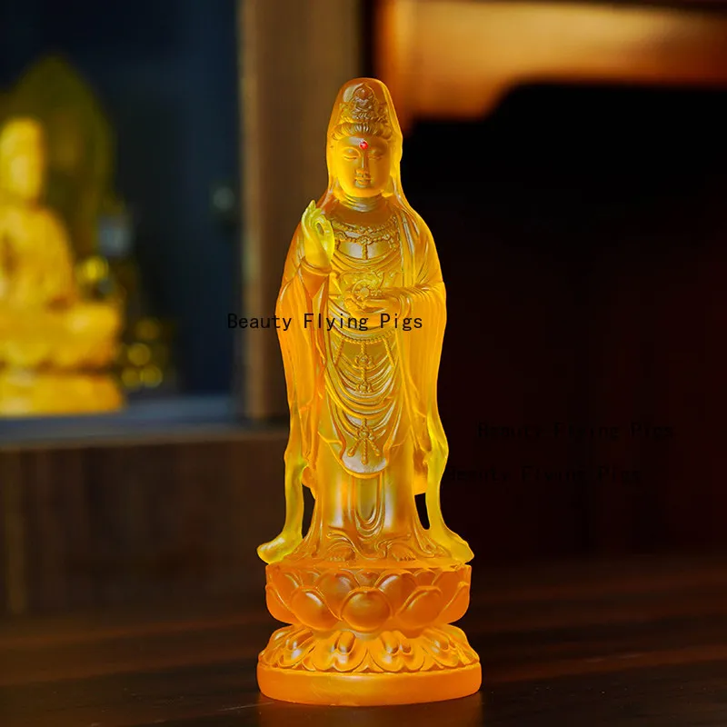 1pc Resin Guanyin Bodhisattva Ornament, Family Prayer Statue, Home Decoration, Buddha Statue Ornament, Feng Shui Decoration