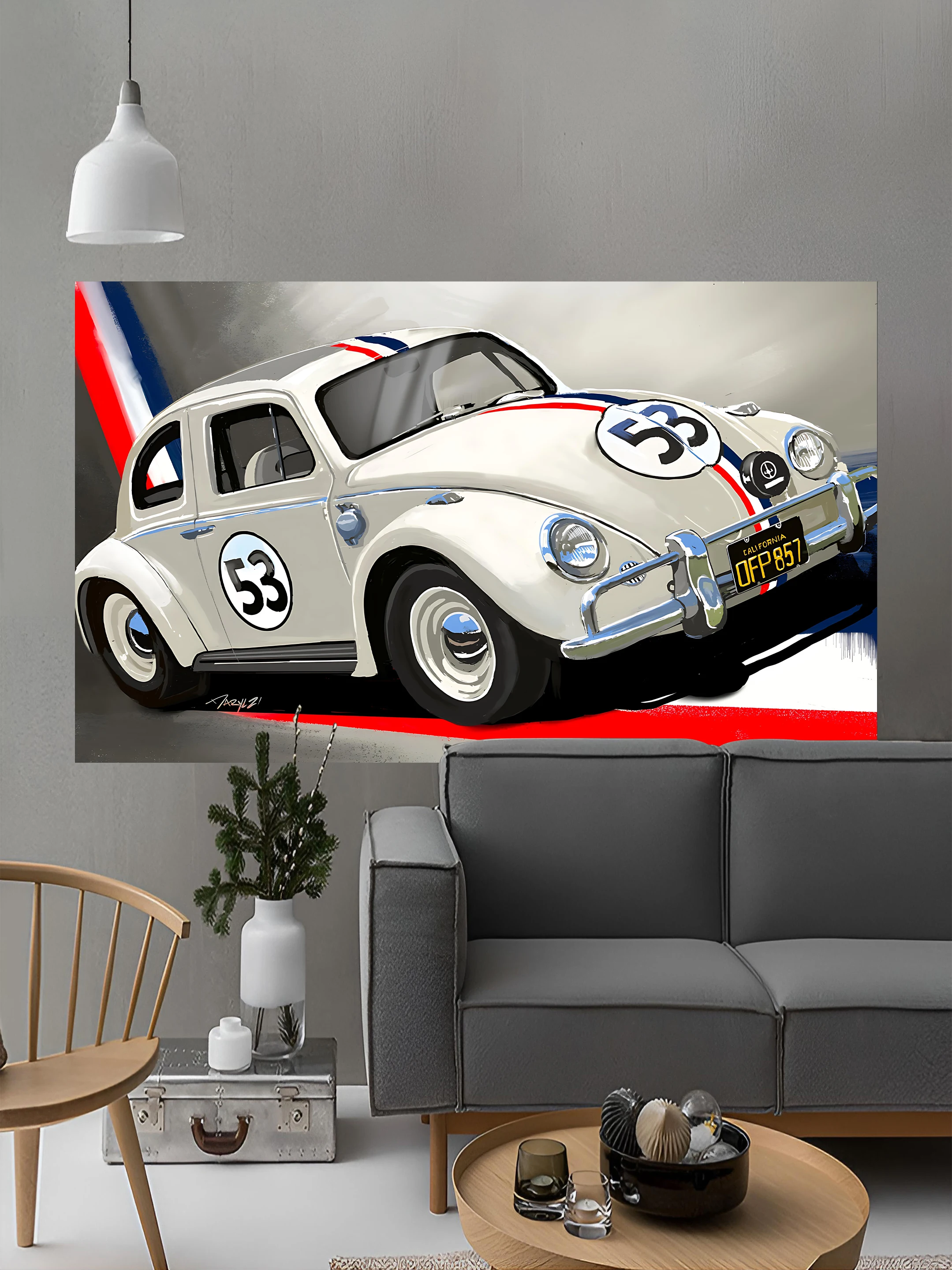 Herbie Beetle 53 Flag High-Quality Polyester Car Poster Flag Printed Outdoor Garage Decor Car Theme Design