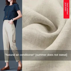 Thin Pure Linen Fabric By The Meter for Needlework Dress Skirt Shirt T-shirt Pants Diy Sewing Plain Soft Breathable Summer Cloth