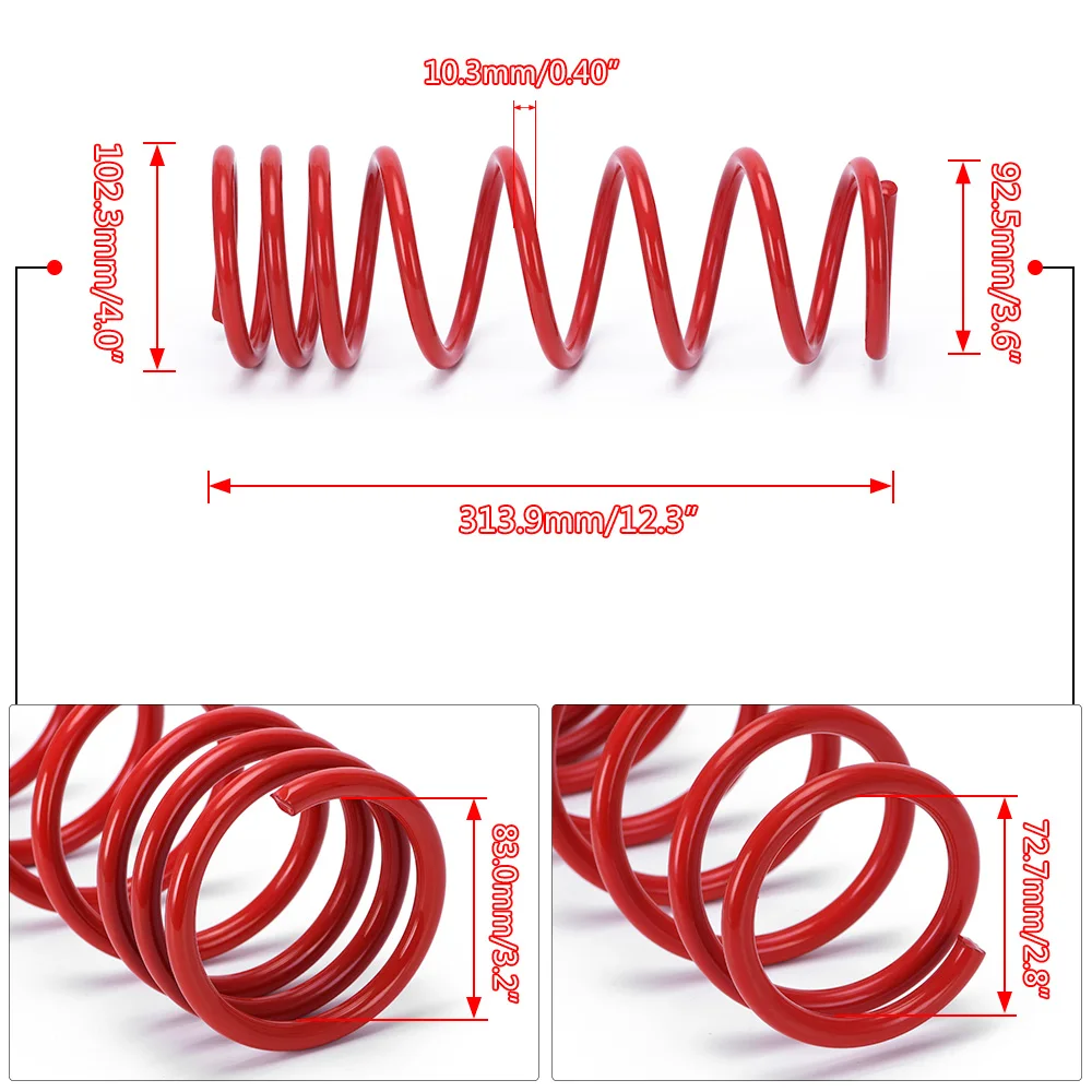 4Pcs Red Coilover Coil Lowering Springs Kit For 88-00 Honda Civic EF EG EK EK3 LZ-TH10R