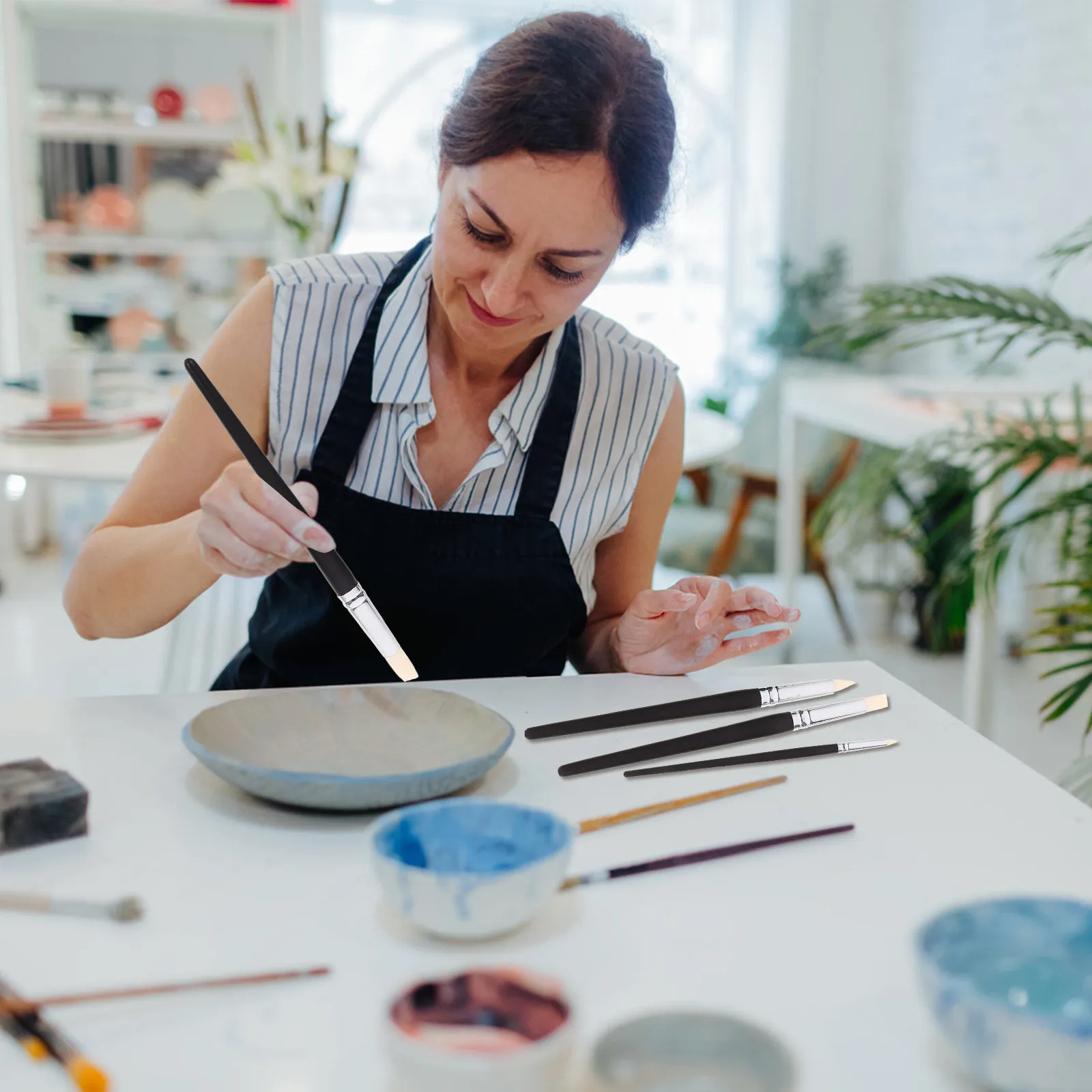 

9Pcs Black Clay Color Shaper Tool Kit for Removing Fingerprints Precision Tips 8-28Mm Head 165-280Mm Length Ideal for Clay