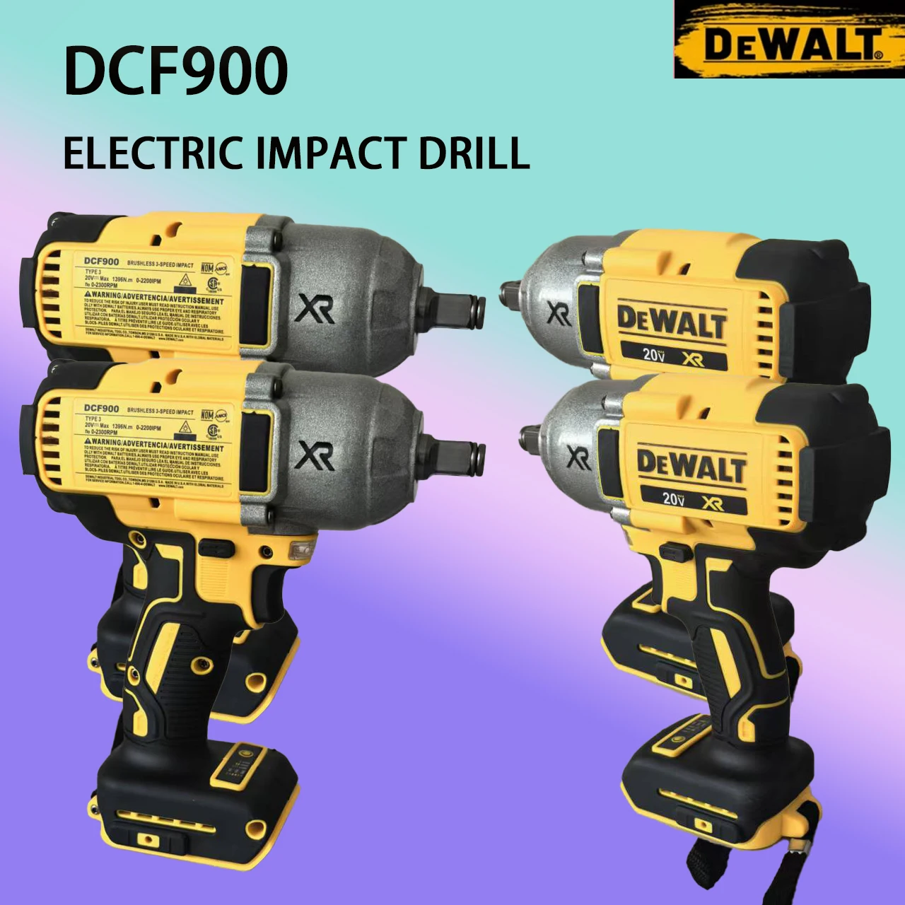 DEWALT DCF9001/2 بوصة مفتاح ربط عزم دوران عالي بدون فرش، آمن ومتين، سرعة بدون تحميل 0-2300 دورة في الدقيقة، بطارية ديوالت 20 فولت