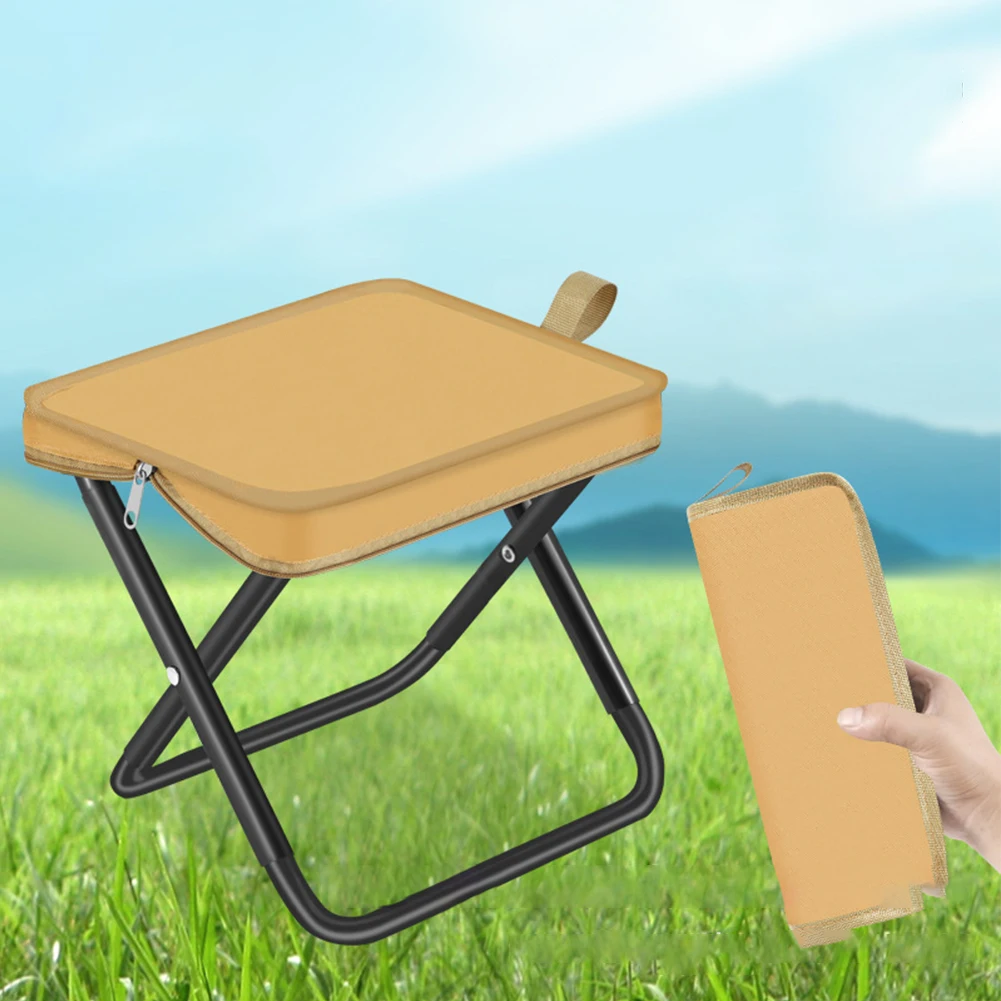 

Folding Stool With Carry Bag Portable Outdoor Camping Wear Resistant Chair Practical Outdoor For Travel Picnic Bench