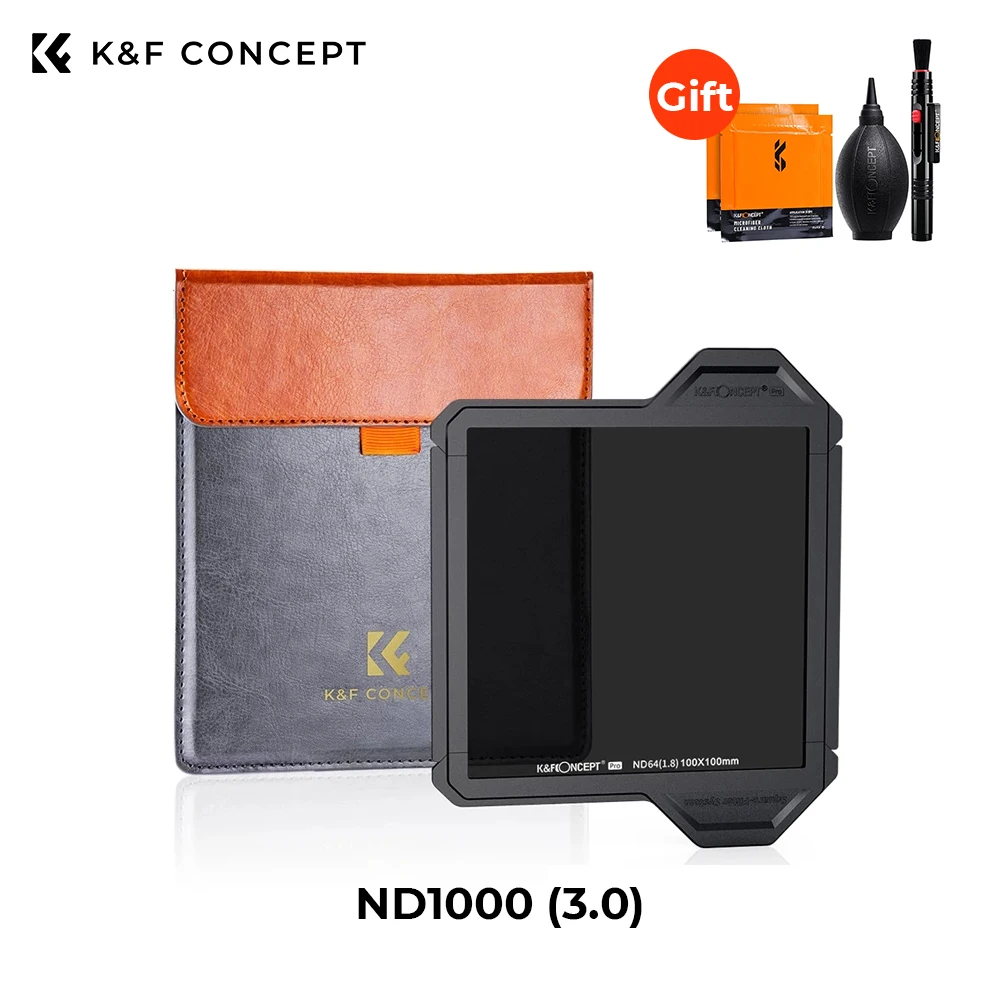 

K&F Concept 100x100mm X-PRO Series Square ND1000 (Fixed 10 Stops) Neutral Density Filter with Protective Frame with Leather Bag