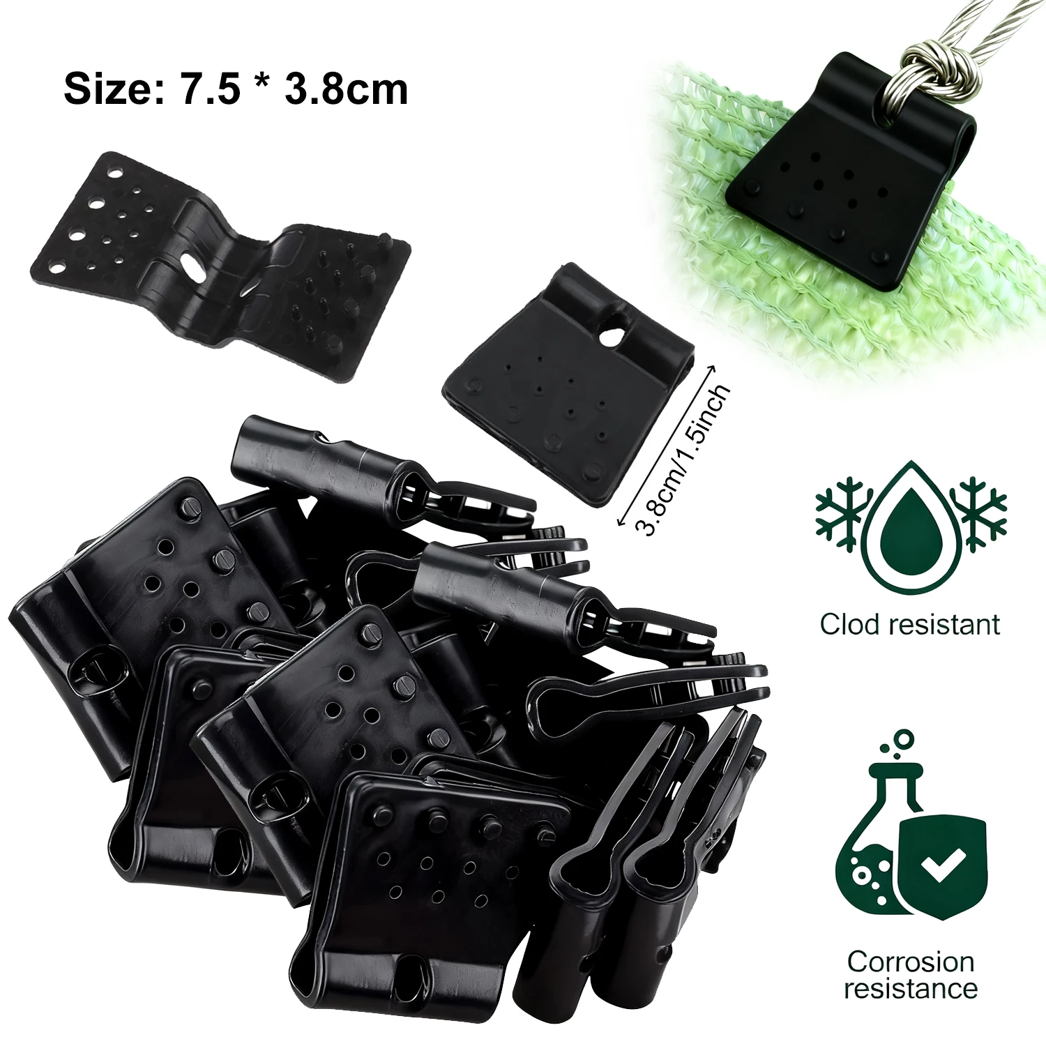

7.5cmx3.8cm Universal Sun Shade Net Clips, 10-50pcs Plastic Fixing Clamps for Greenhouse Windproof Net ﻿ ﻿