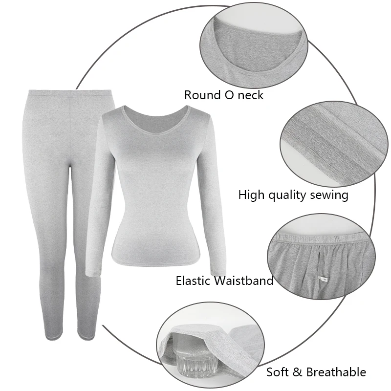 Thermal Underwear for Women Long Johns Set Cold Weather Autumn Winter Pajamas Top Bottom 2 Pieces Sets Shirts + Pants