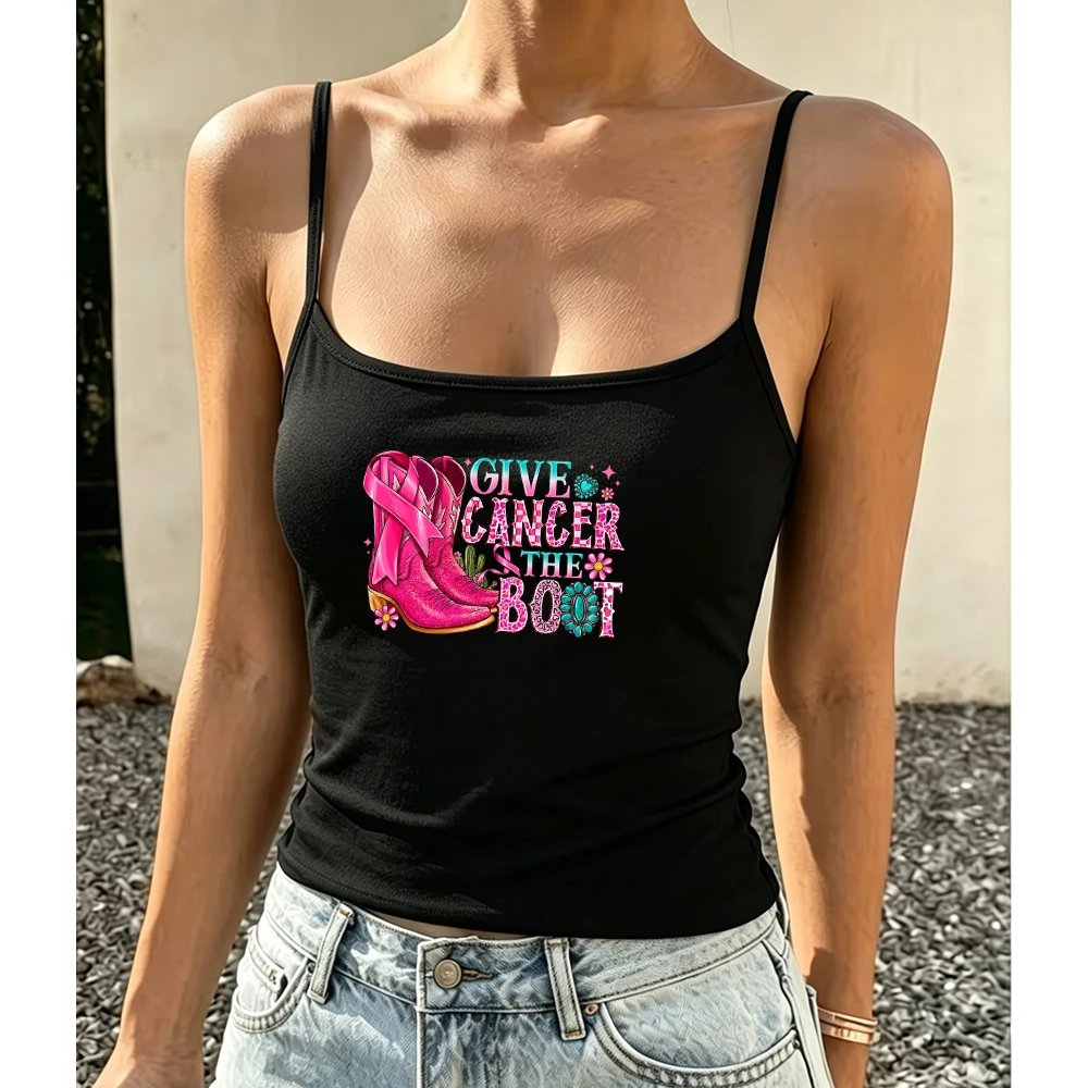 Western Cowgirl Ribbon Graphic Printed Sleeveless Vest Women Casual Summer Camisole Top Harajuku Vintage Tank Top