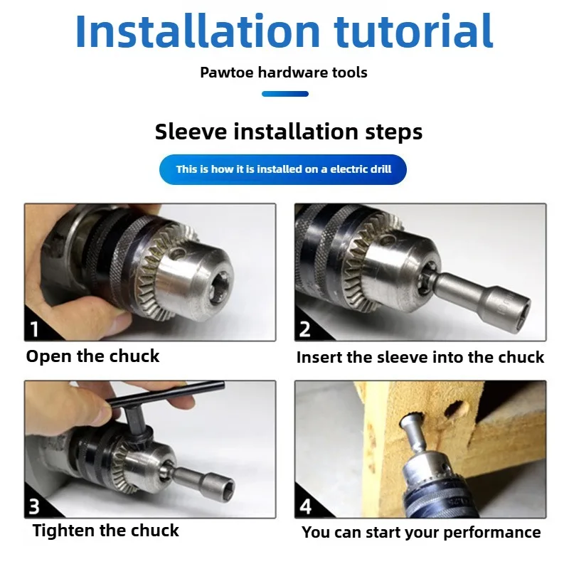 15/5 pces 80mm comprimento aprofundar porca de energia driver broca conjunto 5.5-19mm adaptador de soquete de impacto para ferramentas elétricas 6.35mm hex
