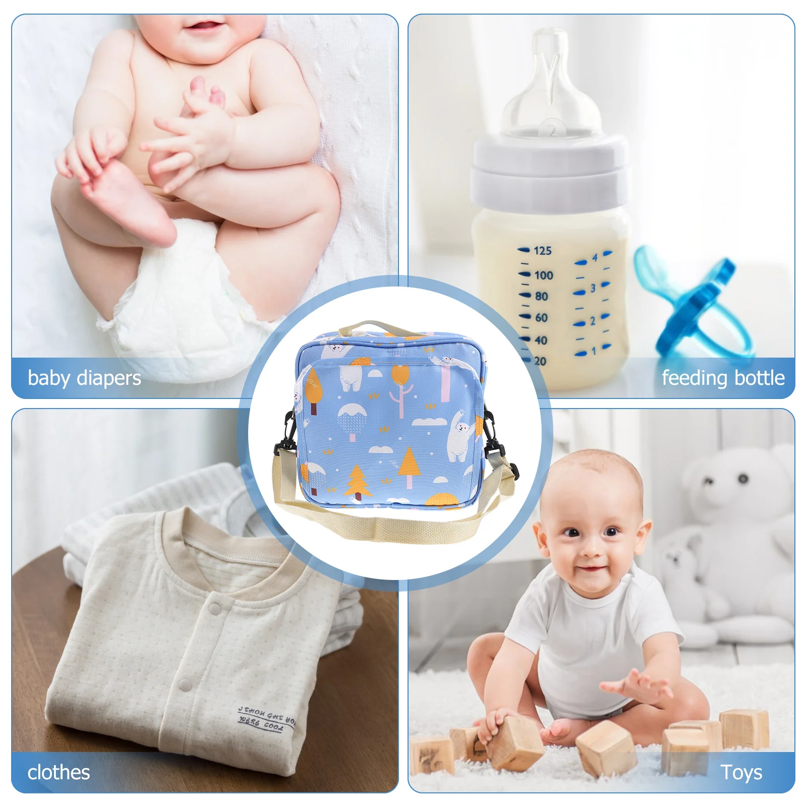 

Diaper Bag Tote Spacious Waterproof Lightweight Quilted Design with Zip Closure Multi-Compartment Organizer for Baby Essentials