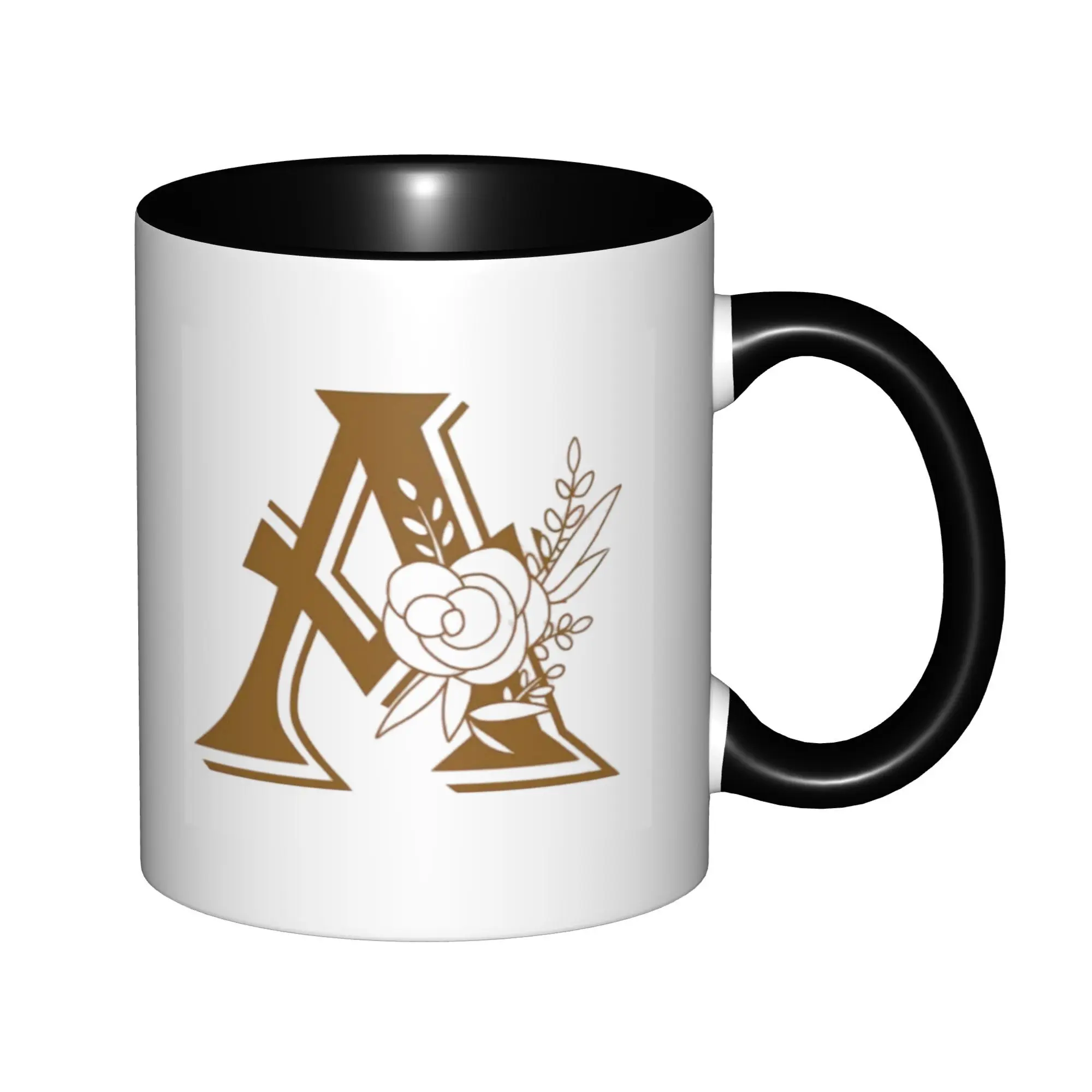 

Letter A Personalized Initial Mugs with Flower Bridal Shower Gifts Mugs For Birthday Coffee Mugs Ceramic Tea Cups 11oz