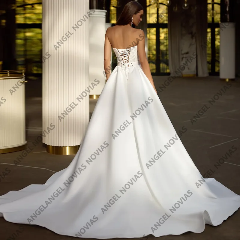 فساتين زفاف طويلة حورية البحر من الساتان 2026 فستان زفاف مع تنورة قابلة للانفصال ثوب زفاف Vestidos De Novia boda #2