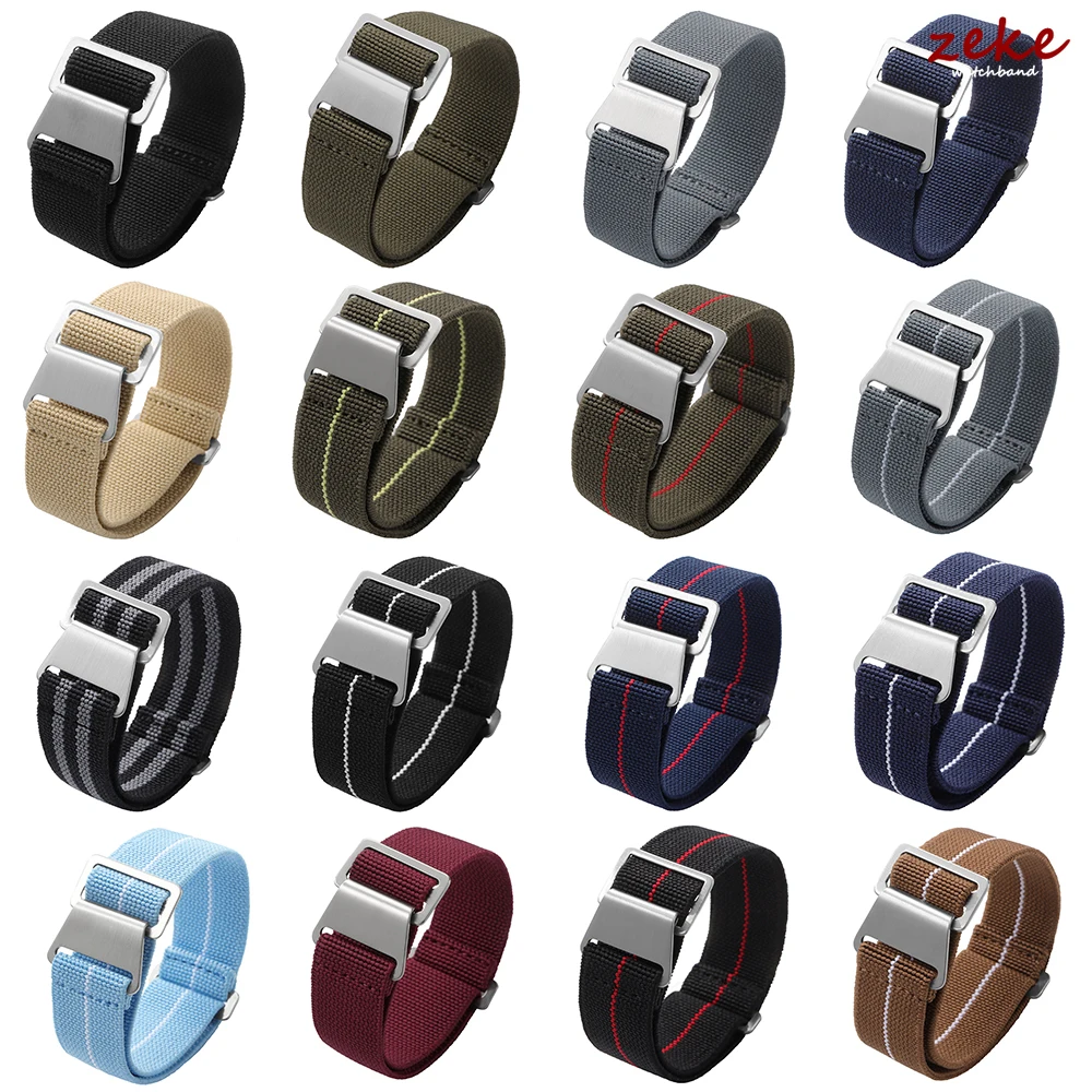 French Military Parachute Comfortable Elastic Nylon Watch Band 18mm 20mm 22mm for Seiko for Tudor for Rolex Strap Sport Bracelet