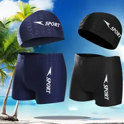 1 Set Men Swimwear Fashionable Men Shorts Stylish Swim Trunks Anti-pilling Swimming Set Slim Swimming Cap Shorts for Holiday