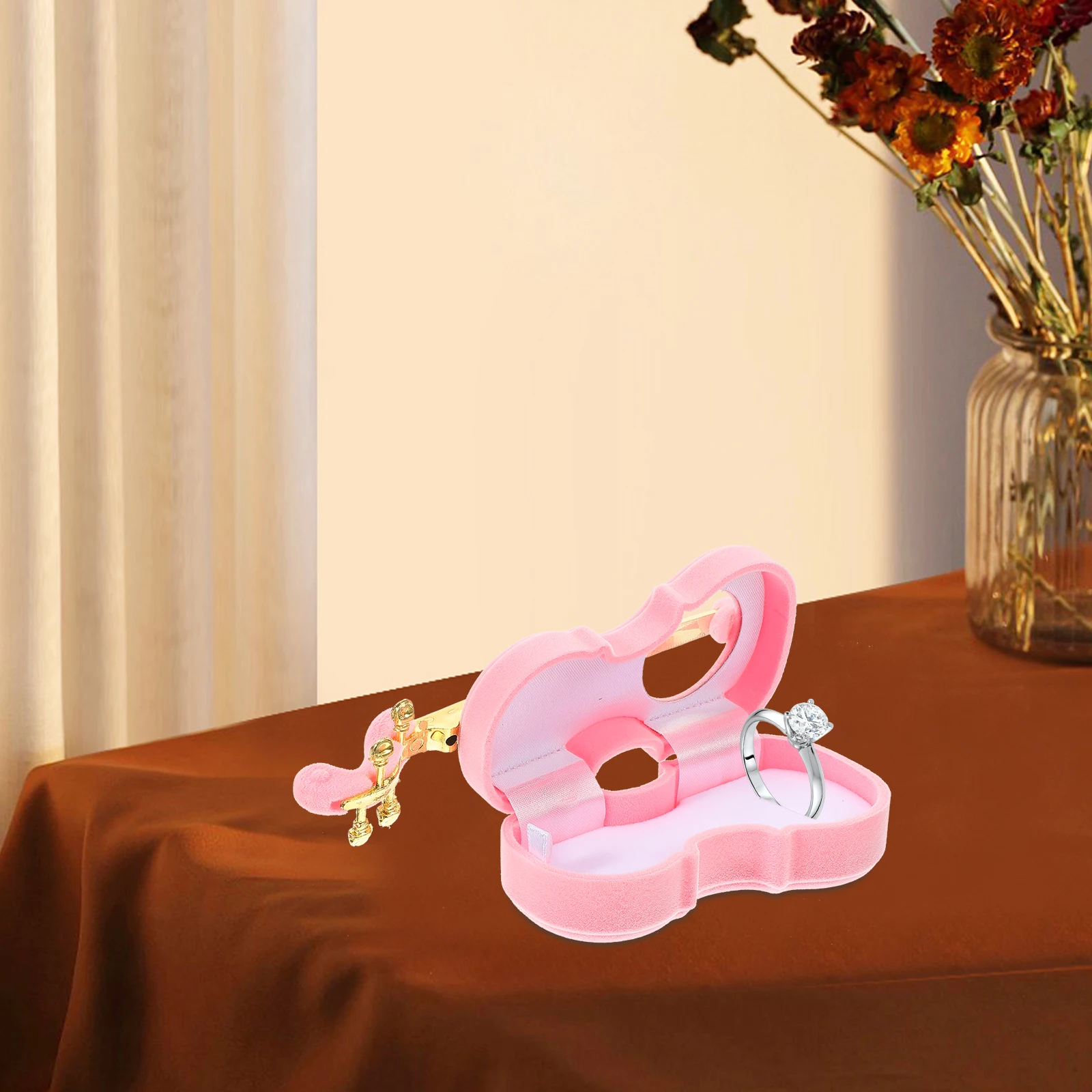 

Music Jewelry Box Earring Storage Case Necklace Small Boxes Pink Bracelet Travel