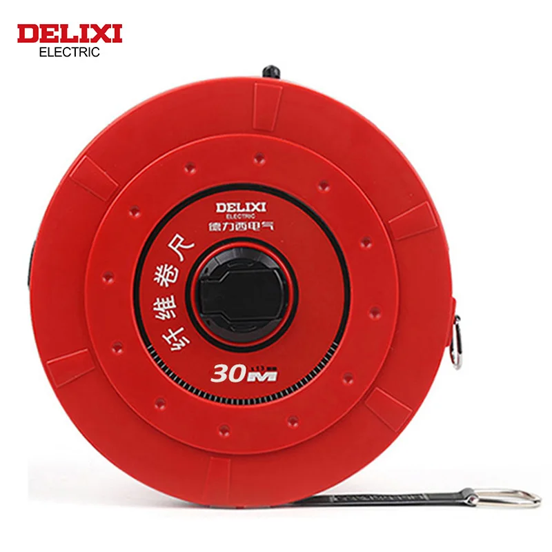 DELIXI ELECTRIC Tape Measure， 30M High Quality Fiberglass Double Sided Printing Measuring Tool,for Engineering Land Surveying