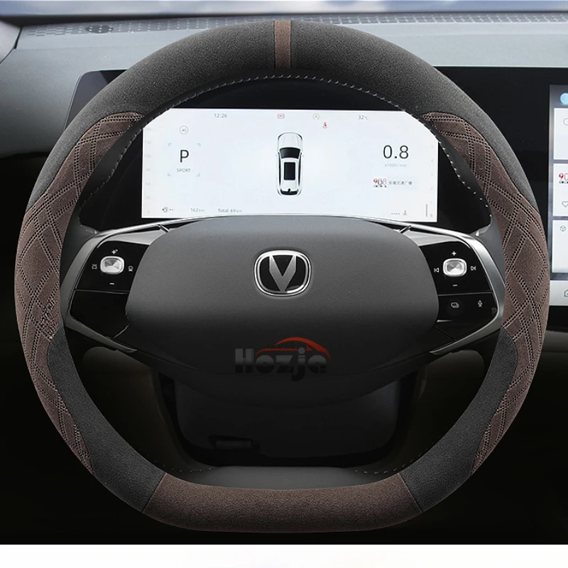 Capa de camurça para volante de carro, acessórios para changan cs35 plus cs15 cs95 cs85 corte uni t 2021 2022 2023 2024 2025 2026