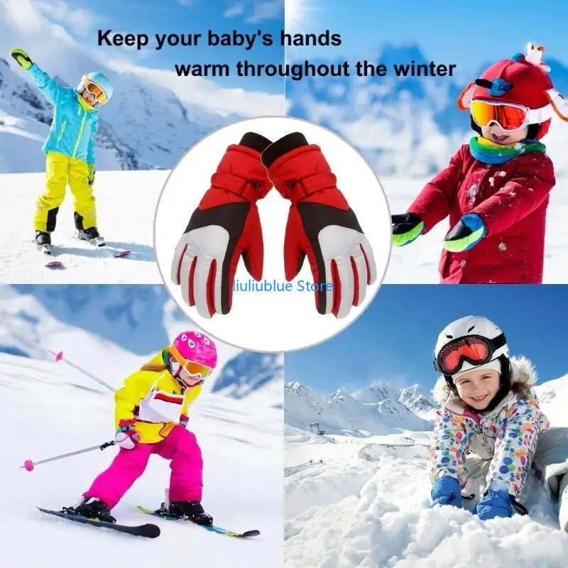 

Kids Ski Gloves Winter Warm Gloves Windproof Snowboard Snow Gloves Boys Girls 62CF