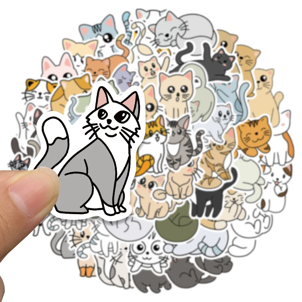 60 Stuks Cartoon Leuke Grappige Kat Dier Kitty Graffiti Sticker Fiets Skateboard Auto Helm Notebook Computer Kids Speelgoed Sticker