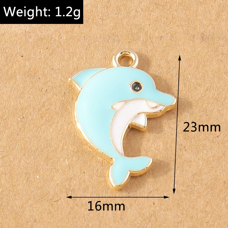 10pcs 16*23mm Cute Enamel Dolphin Pendants Charm for Jewelry Making Earrings Necklace DIY Bracelet Accessories Supplies