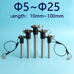 Factory Outlet QX011 Quick Release Ball Lock Pin Zinc Alloy Handle Stainless Steel Marine Stop Pin Quick Pull Plug Pin With Rope