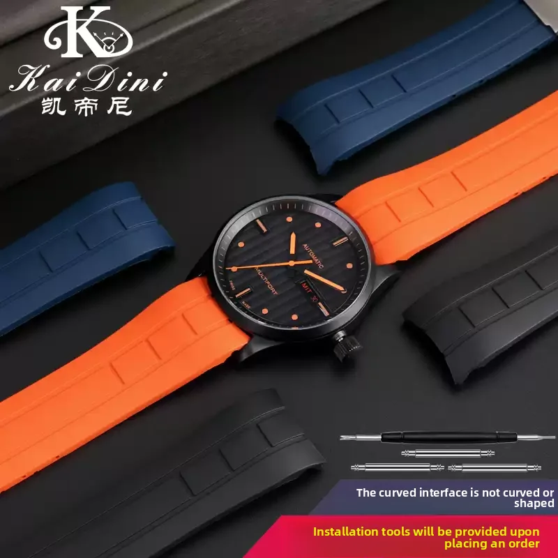 22mm 23mm Curved End Link Watchband For Mido M005430a M005614a Waterproof Rubber Watchband For Citizen Blue Angel Silicone Strap