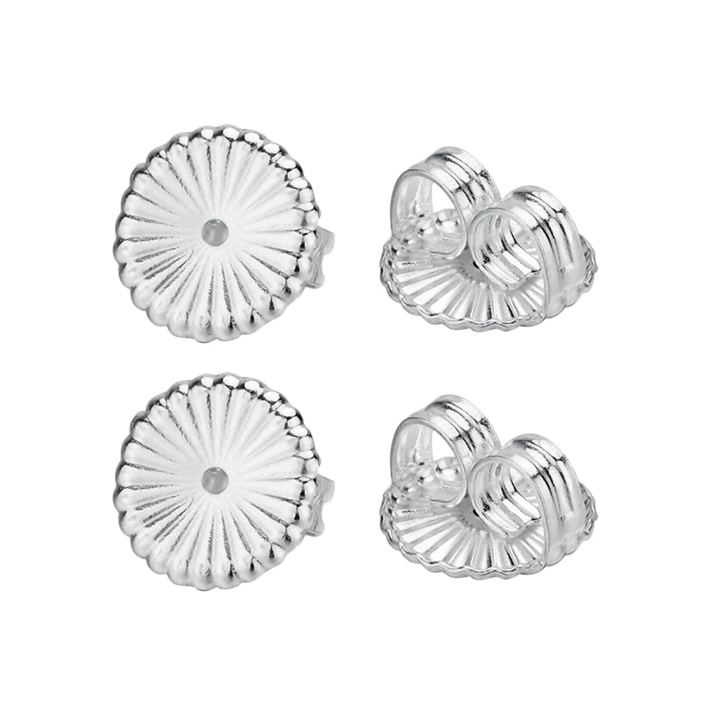 

2 Pair Silver Ear Studs Pads Earring Backs Premium Quality Anti Ear Studs Backs Skid Small Light Jewelry Accessories