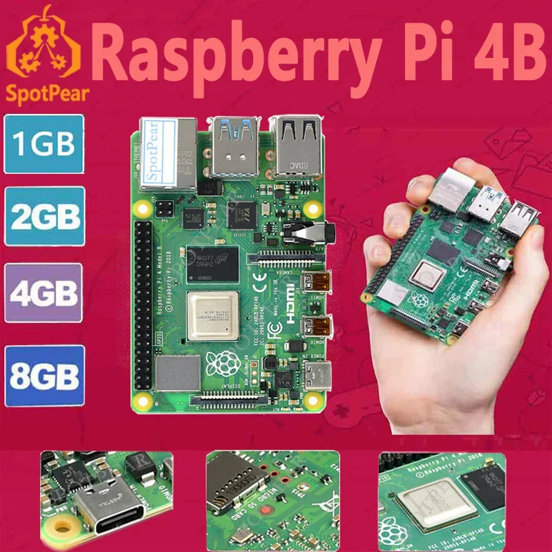 Raspberry Pi 4, modèle B 4B, 1 Go, 2 Go, 4 Go, 8 Go de RAM, option PI4B