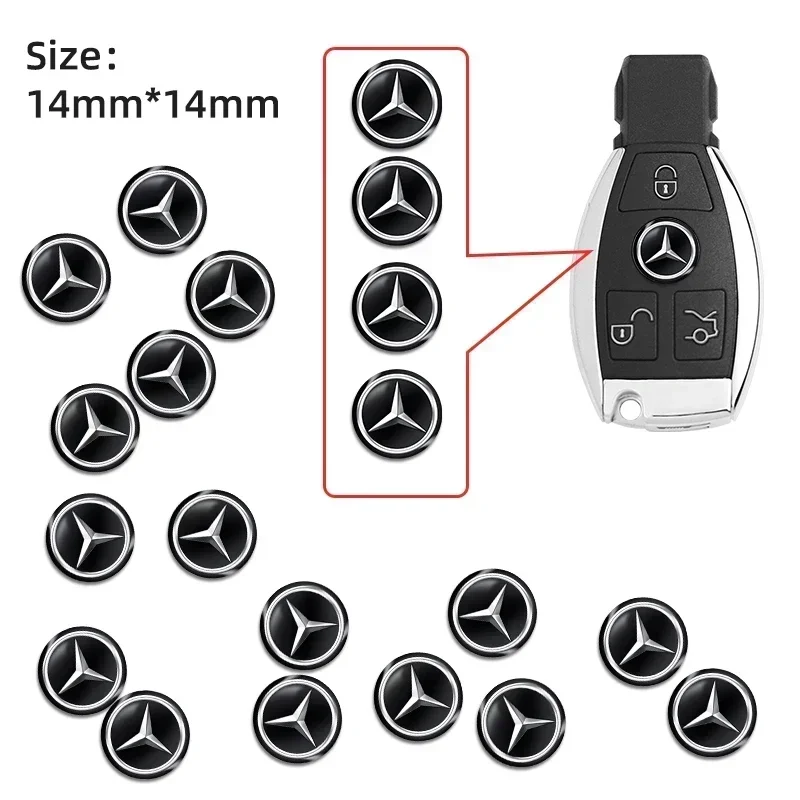

14 мм наклейка на удаленный ключ автомобиля, алюминиевая эмблема, декоративная наклейка Mercedes Benz AMG GLE GLS CLS GLC CLA GLA GLK ML C197 R231