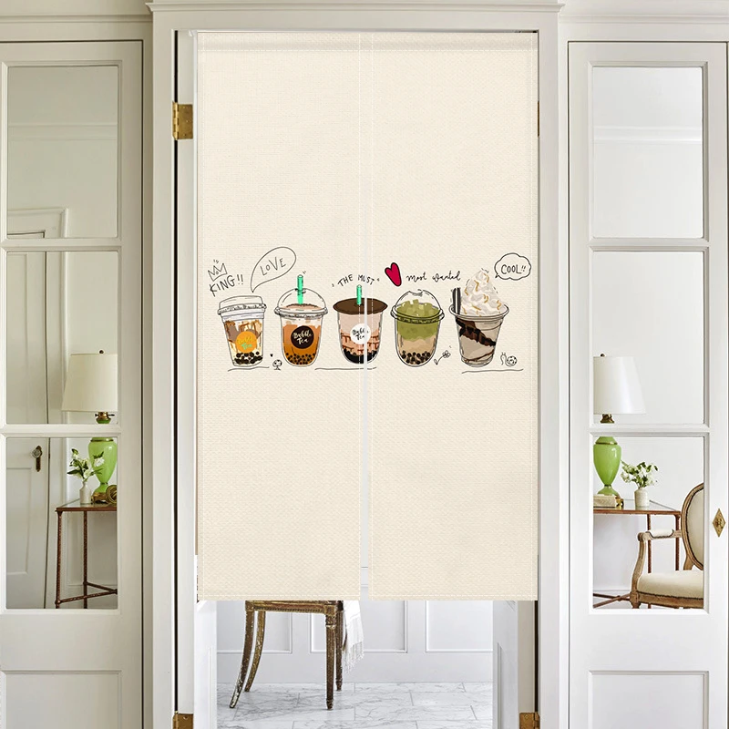 Milk Tea Restaurant Kitchen Partition Half Curtain Dining Room Soda Shop Entrance Door Cover Blocking Opaque Curtain Custom logo