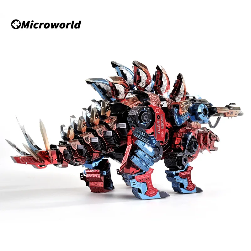 Microworld 3D Metal Puzzle Saber-teeth Dragon Model Jigsaw Kits DIY Laser Cut Assemble Puzzles Toy Birthday Gift For Kid Teen