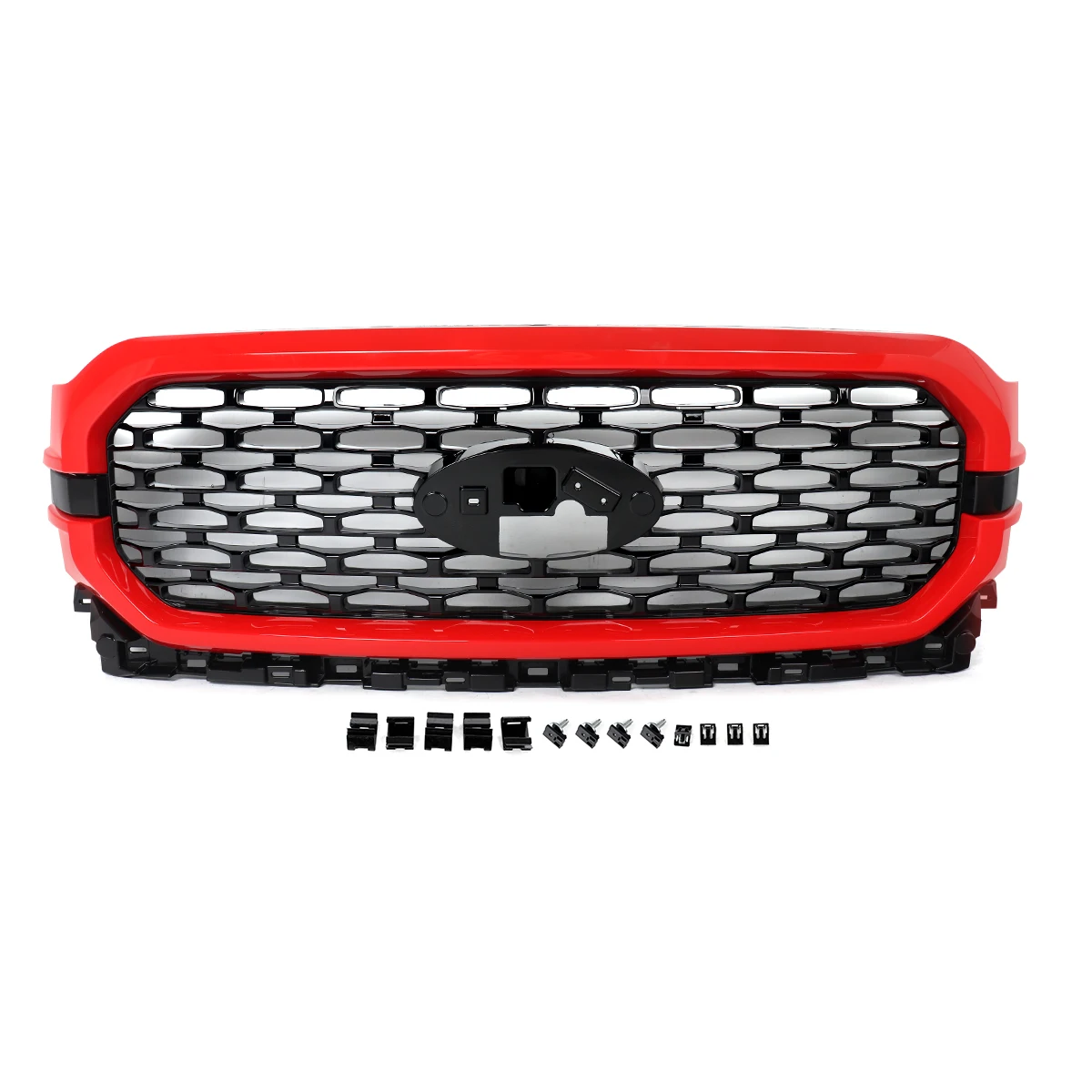 Front Bumper Grille Grill Race Red  Fit For 2021-2023 Ford F150 F-150 Front Hood Mesh Cover Front Grill Replace  ML3Z-8200-LBPTM