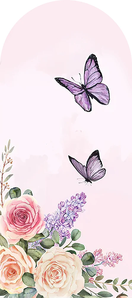 Mocsicka Butterfly Arch Backdrop Cover Double-Faced Girl Birthday Wedding Arched Background Flower Party Decor Photography Props