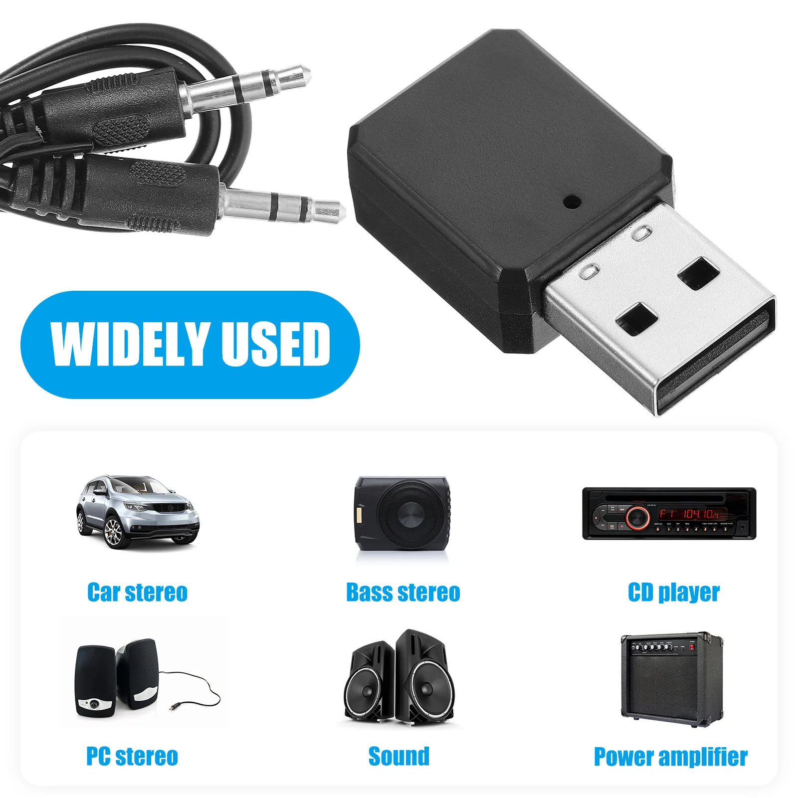 

1Set Portable USB Audio Receiver Handsfree Calling Built-in Mic Durable Metal ABS Material Car Stereo Adapter Audio Receiver