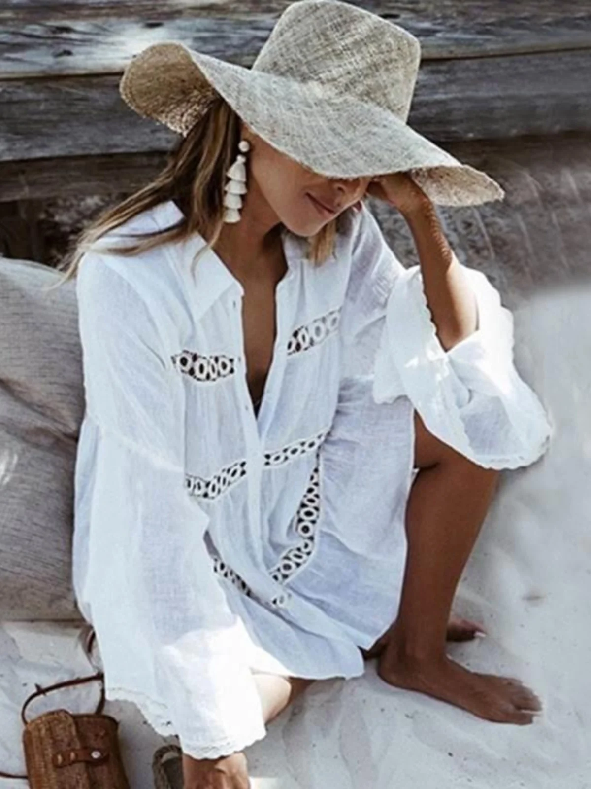 

Пляжная накидка, кружевной полый купальник Dr, женский сексуальный купальник из полиэстера с высокой талией, летняя пляжная одежда ort Sve V-Ne Wrap Dr