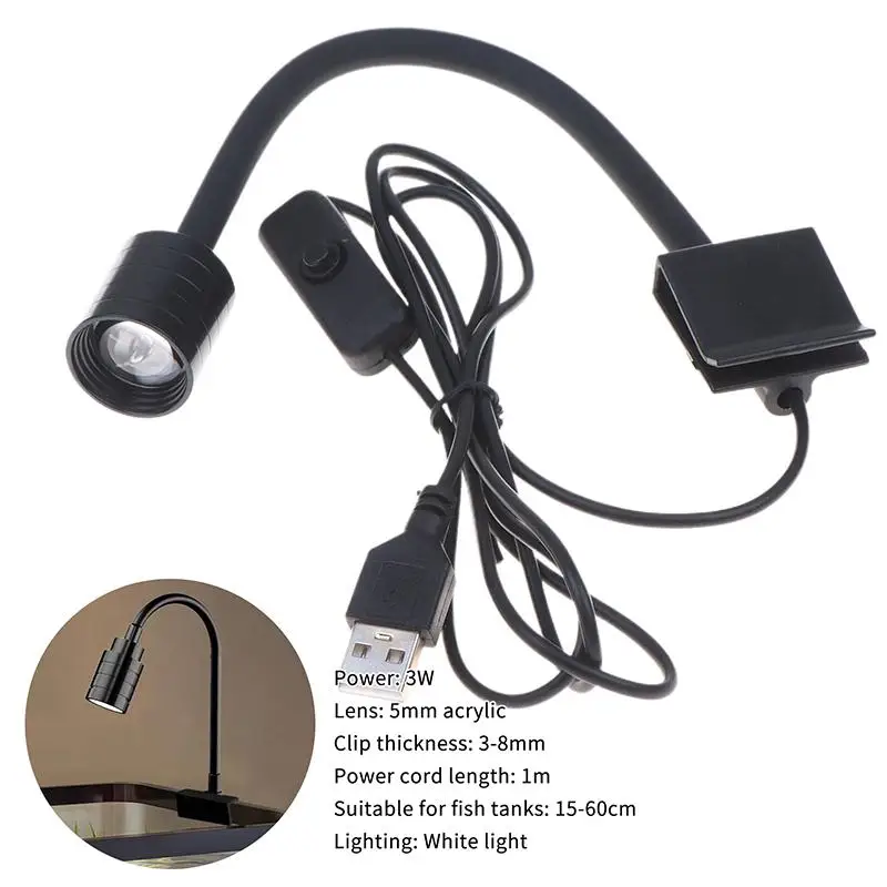 3W South American Aquarium Spotlight 3-Color LED Fish Tank Lamp For Aquascape Decor Focus Lighting