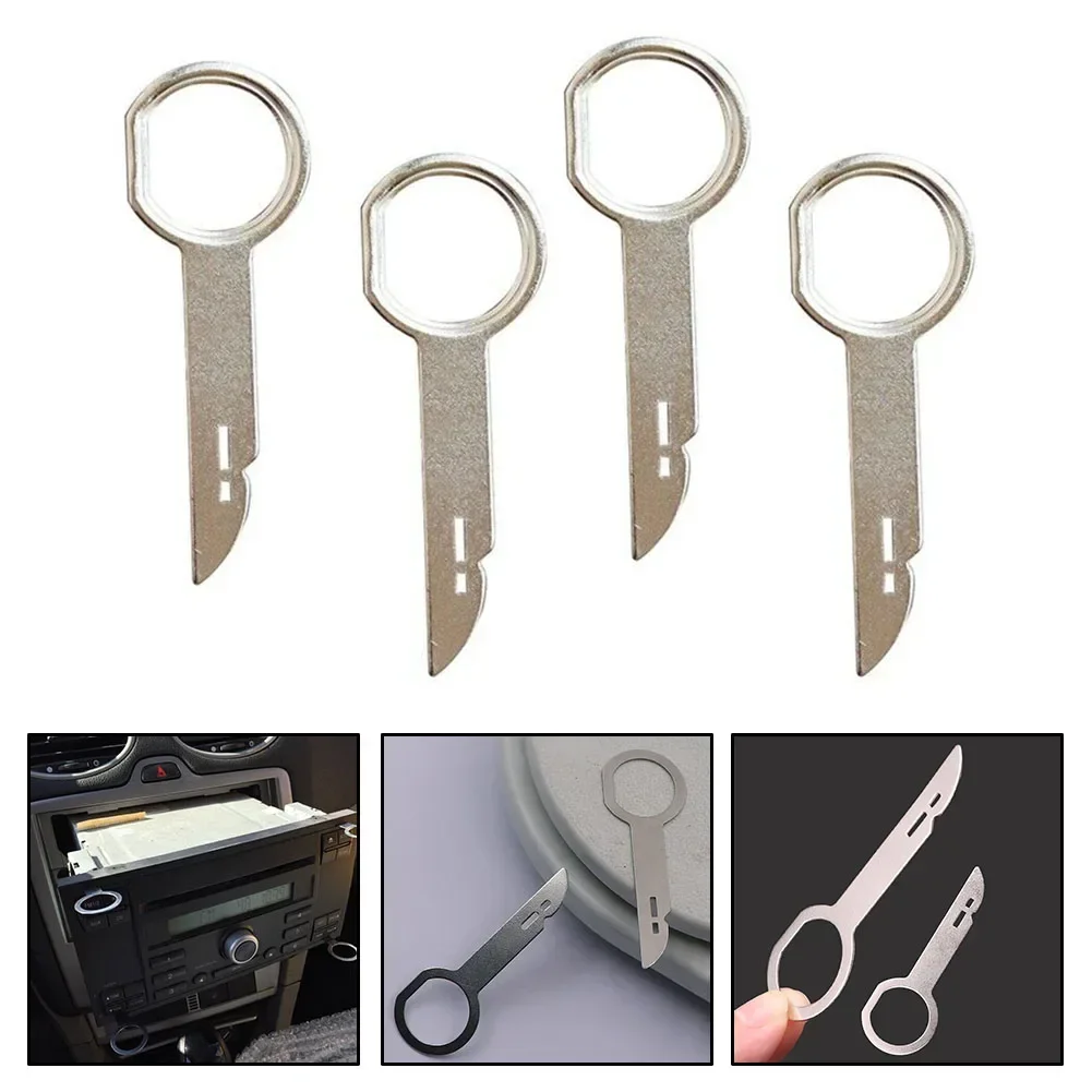 4pcs Metal Car Radio Removal Tool Release Keys Extraction Kits For Ford / For Mercedes Radio Stereo Release Removal Install Tool