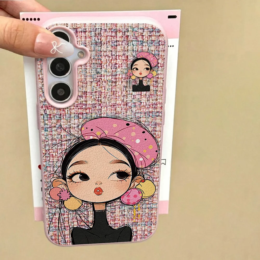Mädchenmuster Lychee-Leder Handyhülle für Samsung A57 5G A56 A55 A37 A17 A07 A54 A53 A36 A26 A35 A34 A16 A15 A06 4G Hüllen Cover