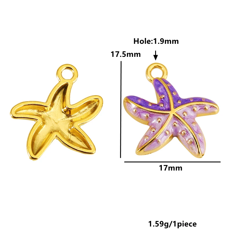5pcs Stainless Steel Enamel Starfish Shell Charm Pendants Ocean Jewelry Charm for DIY Earring Necklace Jewelry Making Supplies view 4