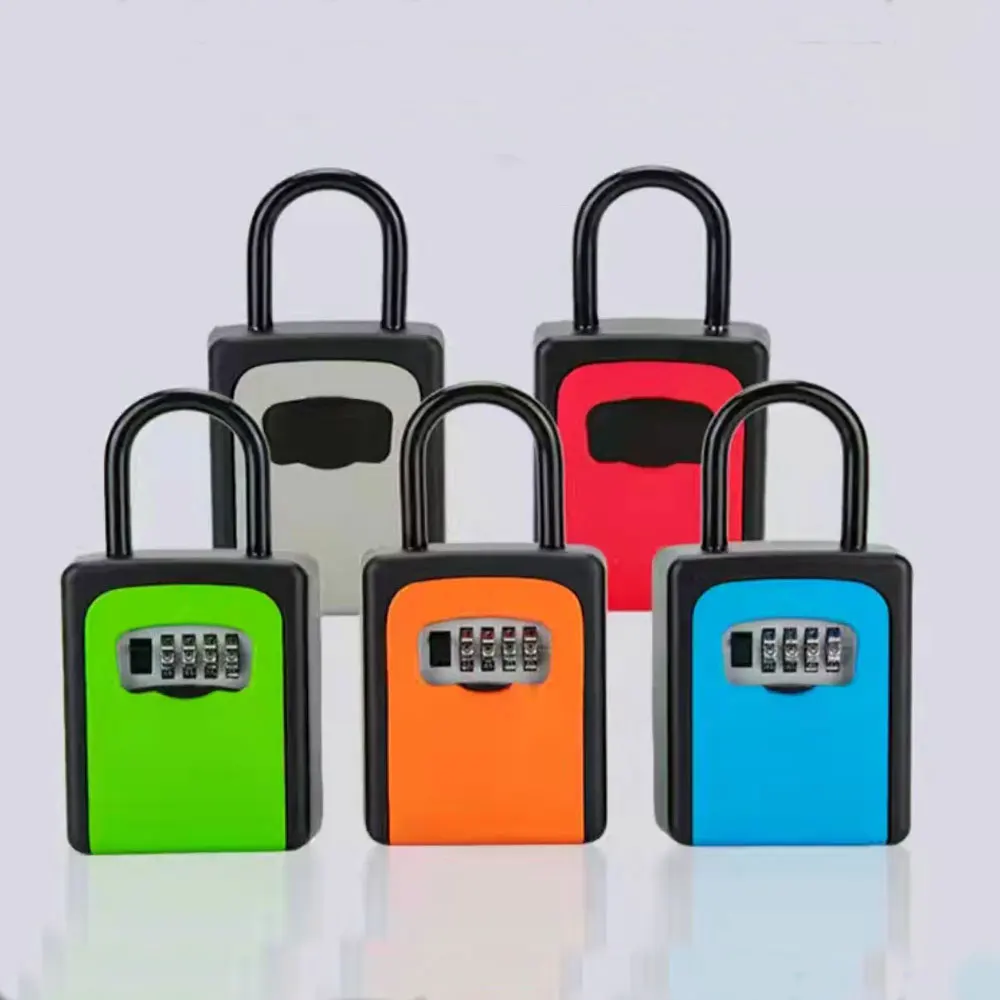 4 Digit Code Box Free Installation Outdoor Password Key Box Extended Locking Hook Steel Wire Hanging Key Storage Waterproof Key