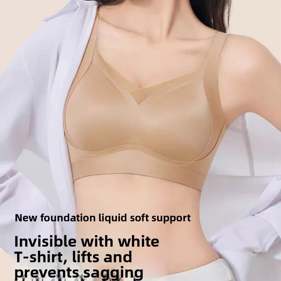 KUCLUT  Seamless Anti-Sagging Foundation Liquid Bra Women's Soft Support Gravity Defying Lift Auxiliary Breast Collection Cup