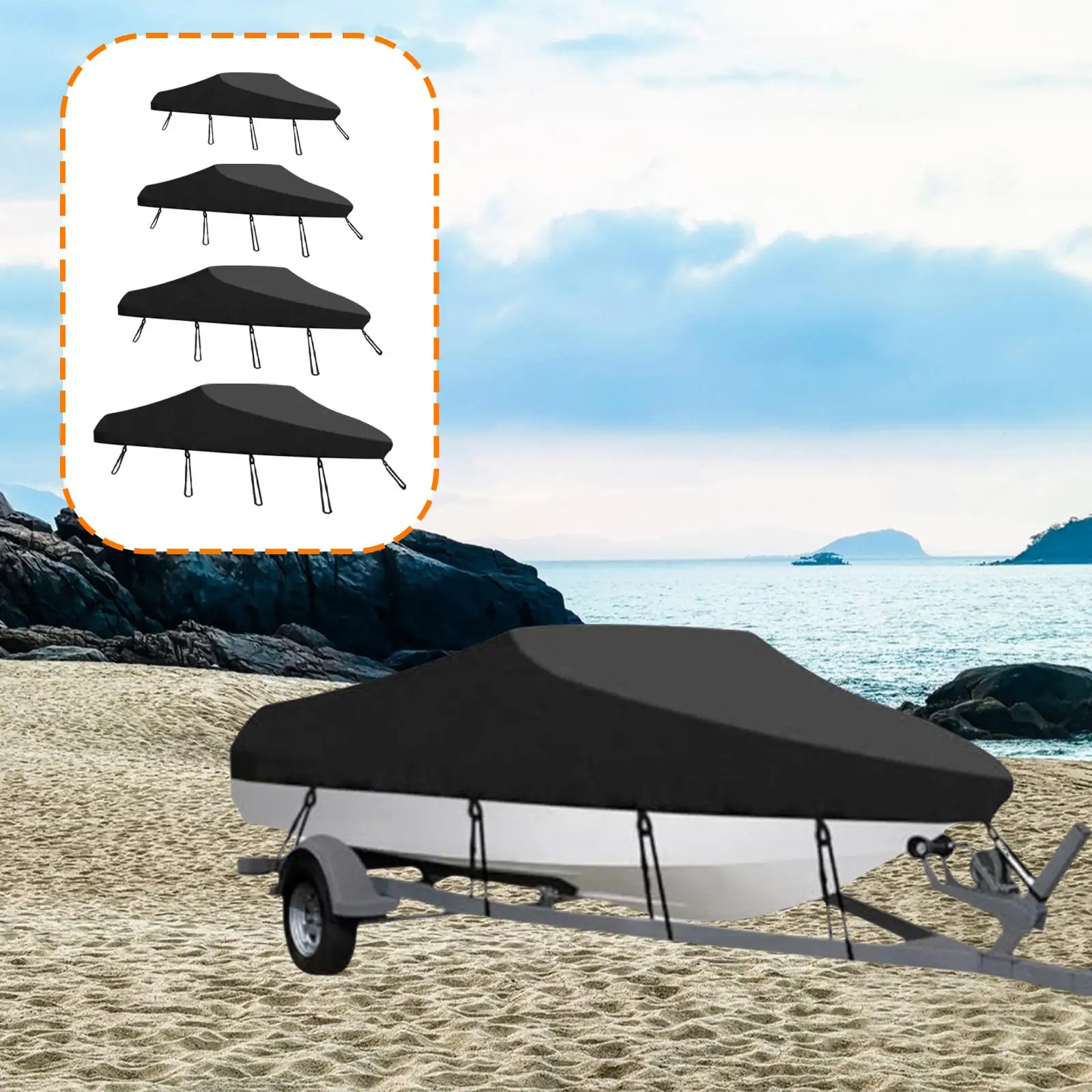 Heavy Duty Waterproof Boat Cover Oxford Fabric Sunproof Marine Shade for Boat Fittings and Accessories