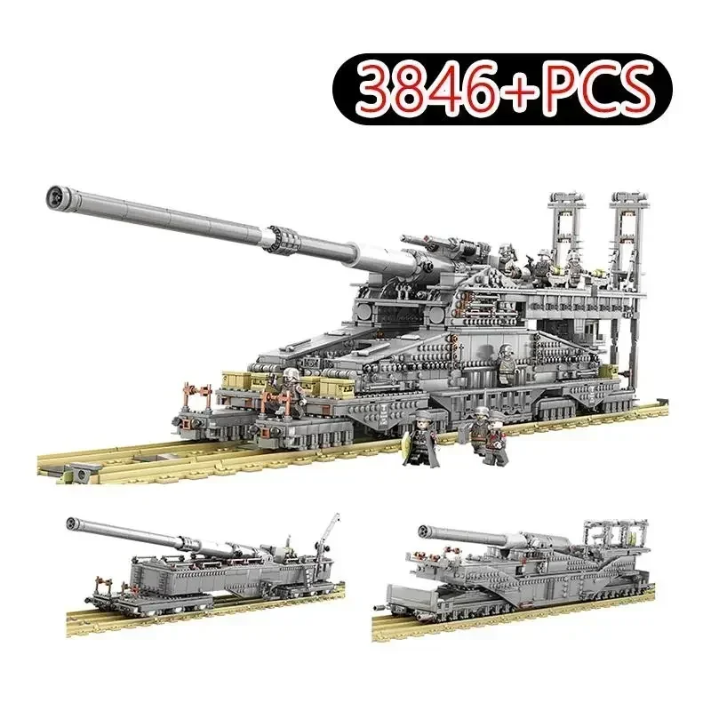 

10005 German Gustav Heavy Dora Building Blocks Military Railway Gun Model Tank Bricks Toy Gifts For Children3846Pcs