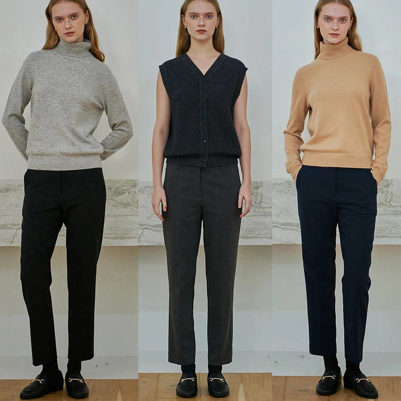 

Briti Sle Women's Straight Leg Pants Autumn Winter Fce Lined Slim Fit Casual Trousers Tee Colors l Waist Polye...