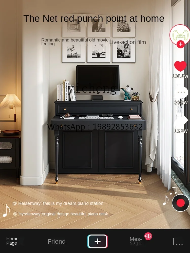 ZC1 Retro Desk High-Grade Study Study Table Modern Black Home Bedroom Computer Desk