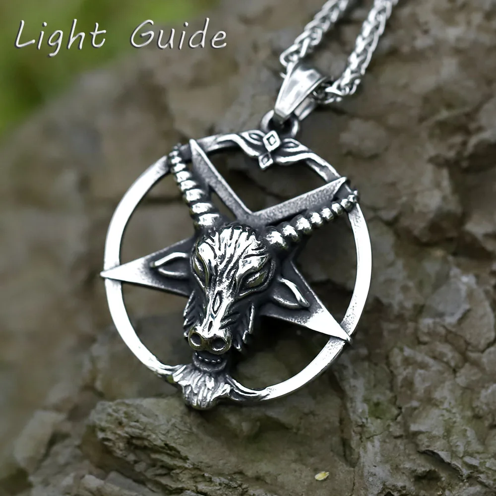 2022 NEW Men's 316L stainless-steel l fallen angel Satan demon sheep head Pendant Necklace animal punk Jewelry free shipping