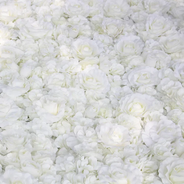Mur de roses entièrement blanc simulé, présentoir, fausse fleur de mariage